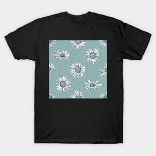 White-green asters on light green T-Shirt